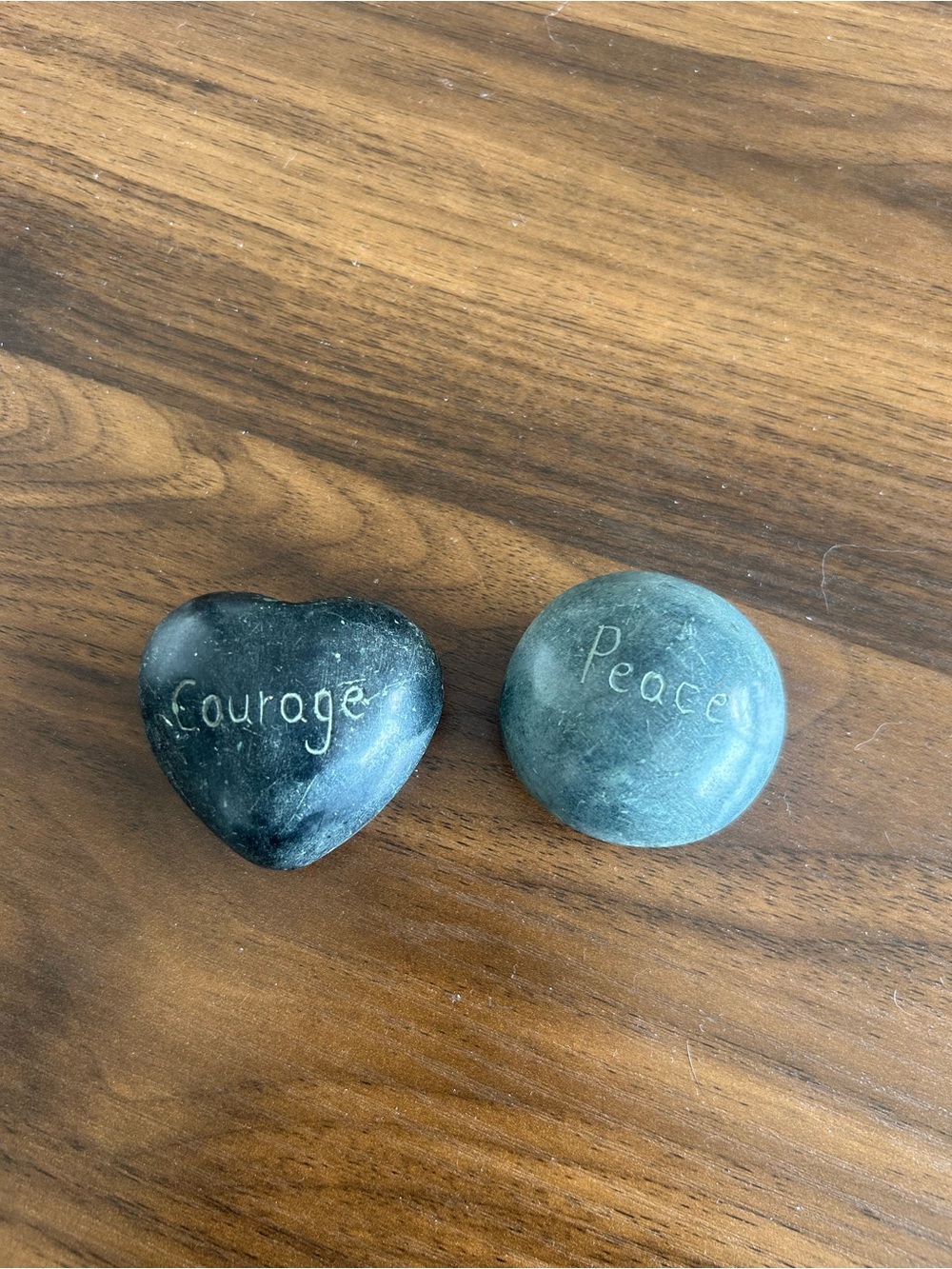 Courage & Peace Engraved Decorative Stones - Greenish-Gray Set